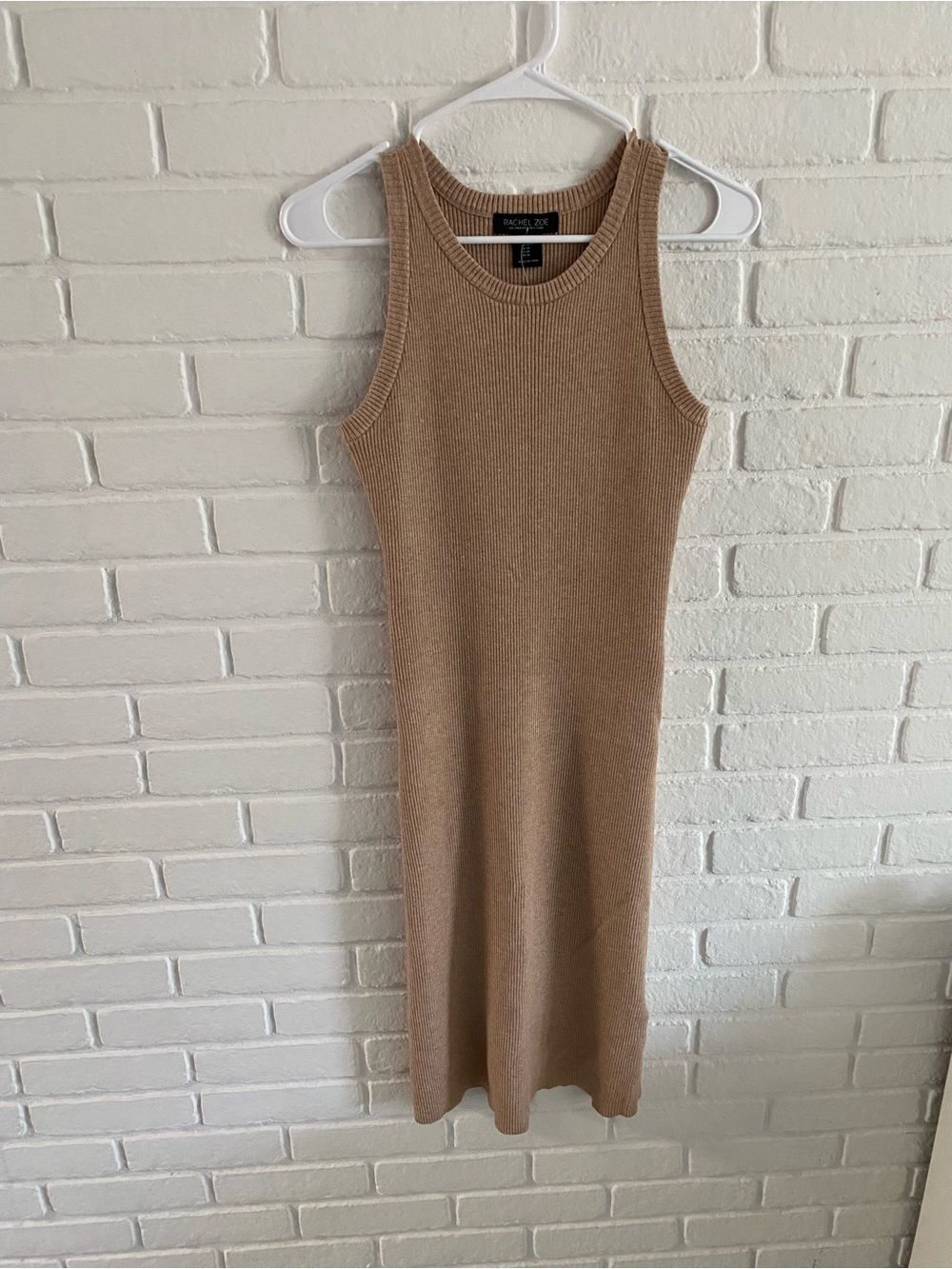 Rachel Zoe New Ribbed Midi Tank Dress in Beige
